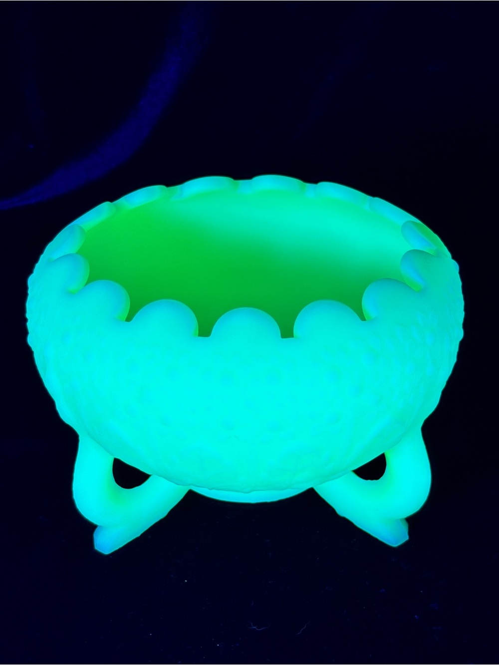 Vintage Fenton Satin Custard Uranium Glass 3 Footed Rose Bowl